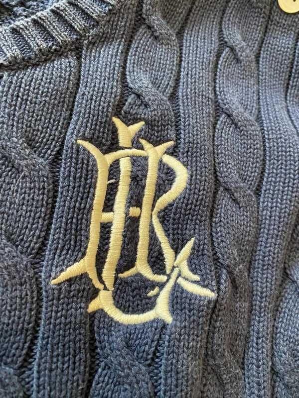 Vintage sweter warkocz Ralph Lauren XL old money unisex granatowy styl