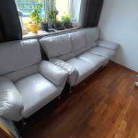 Kanapa sofa skórzana + fotel Kler
