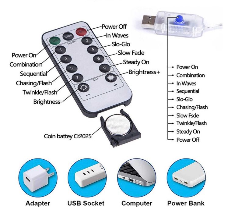 Гірлянда Штора Роса 3х2м - 200Led від USB з пультом на 8 режимів.