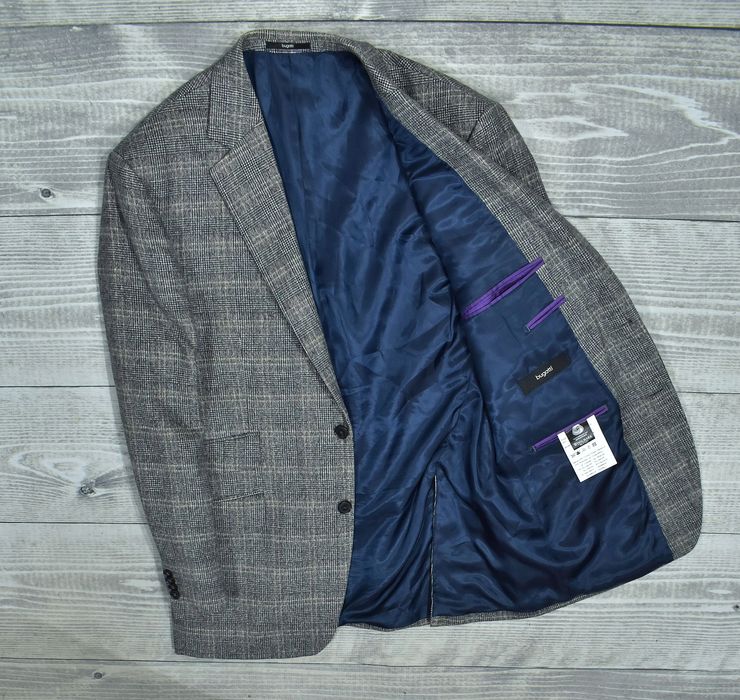 Bugatti Wełniana Marynarka Męska W Kratkę Tweed 26 L