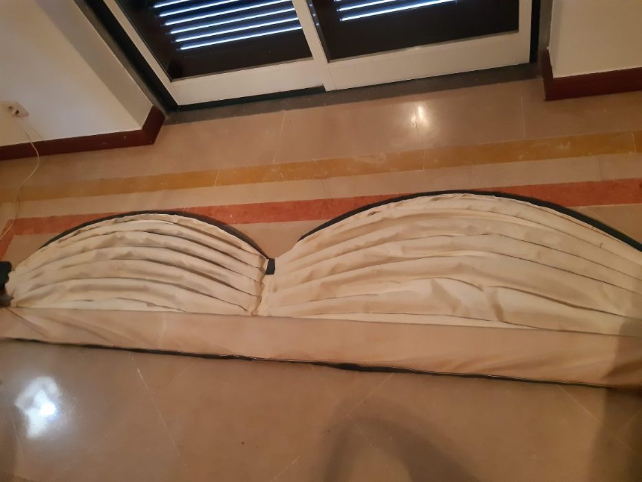 2 sanefas+4 partes laterais cortinas verde escuro, excelente estado