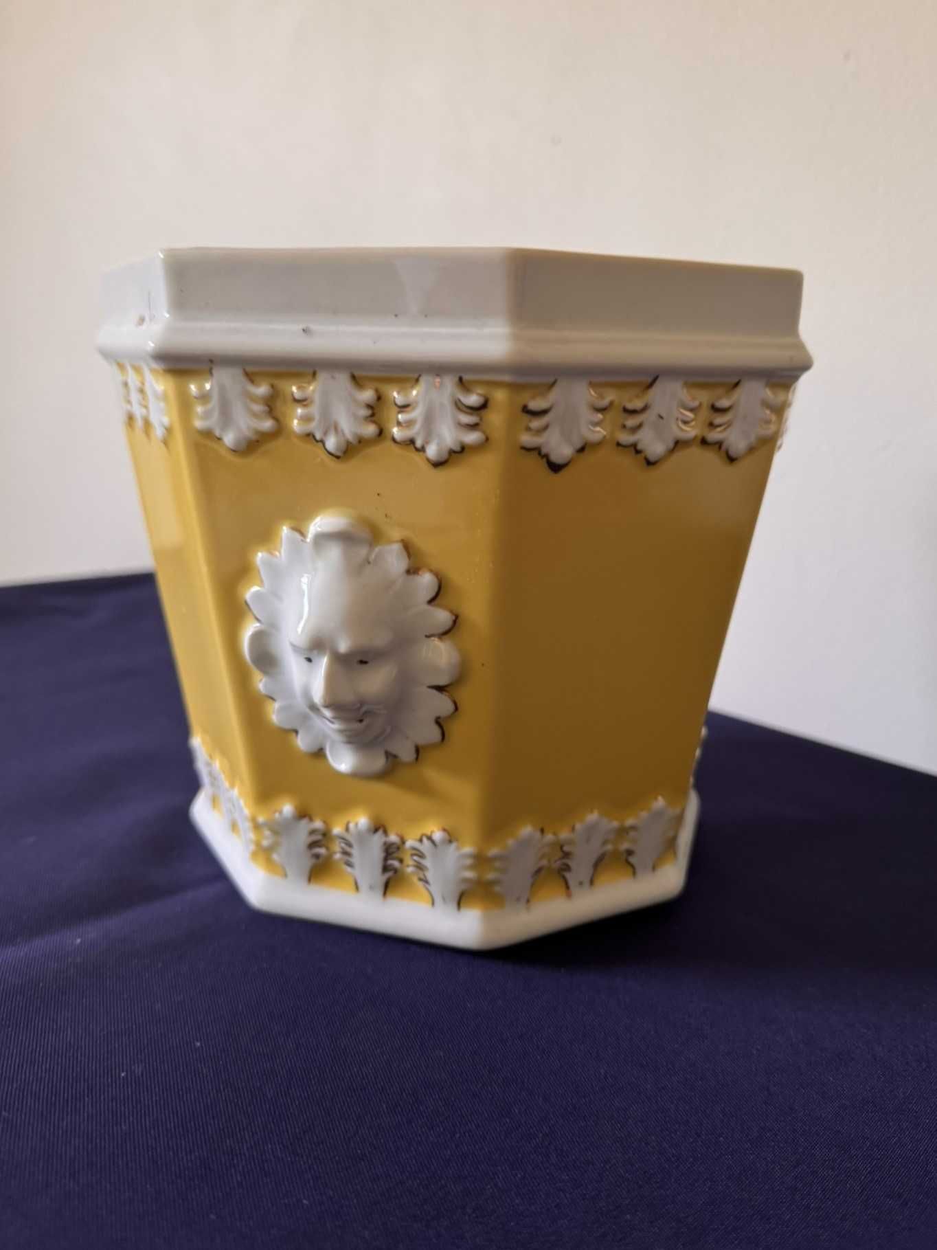 Vaso Oitavado tons Amarelo e Ouro Vista Alegre