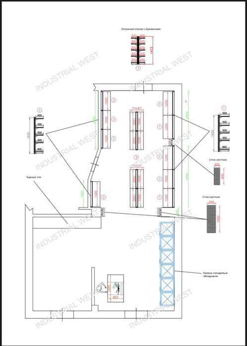 Стелажі та кассовий стіл