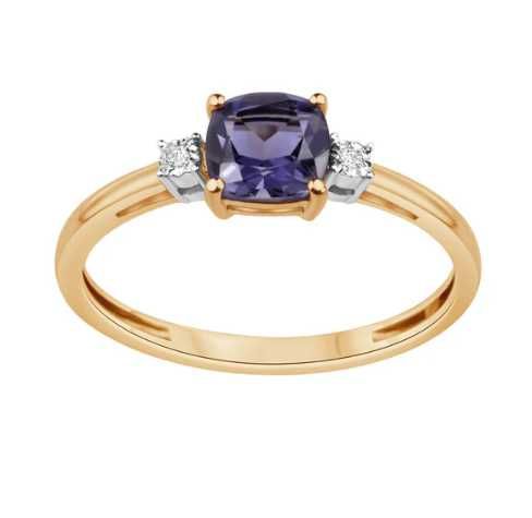 Pierścionek złoty z iolitem i diamentami VERONA PZ19914