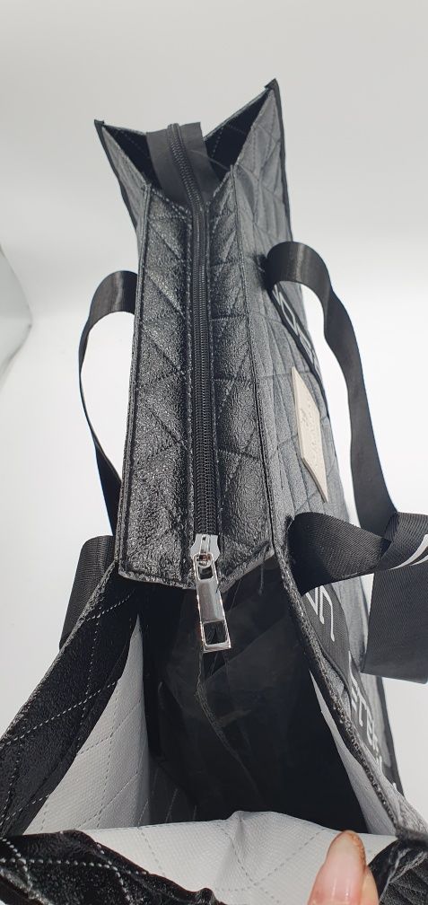 Czarna torba na zakupy shopper bag shopperka na codzień do pracy