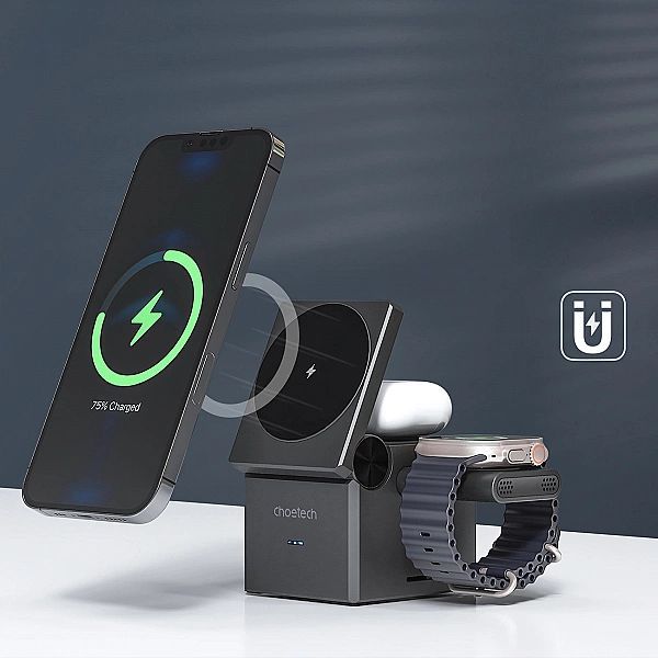 Ładowarka Choetech T632-f indukcyjna 15w 3w1 na iPhone / Apple Watch /