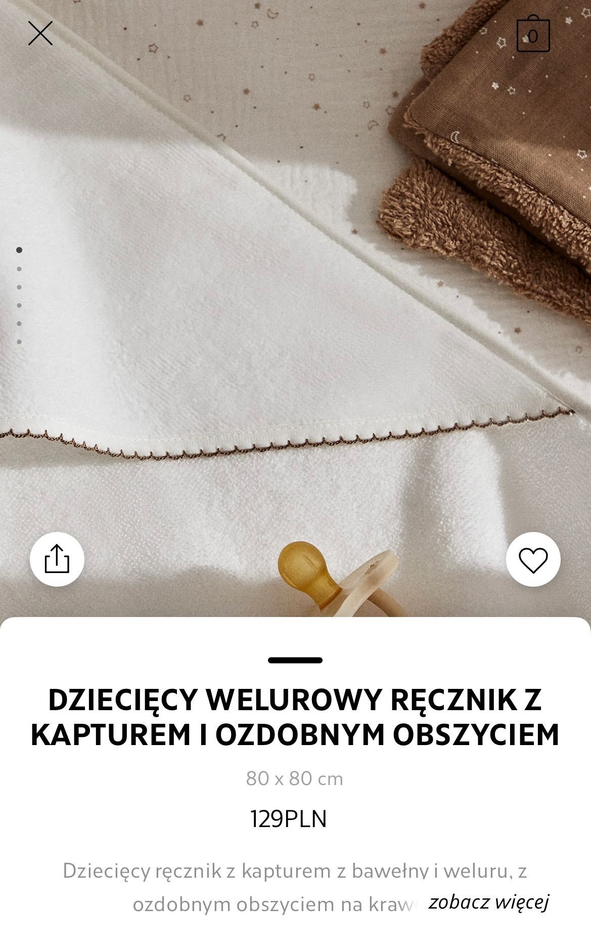 Welurowy ręcznik dziecięcy z kapturem Zara Home