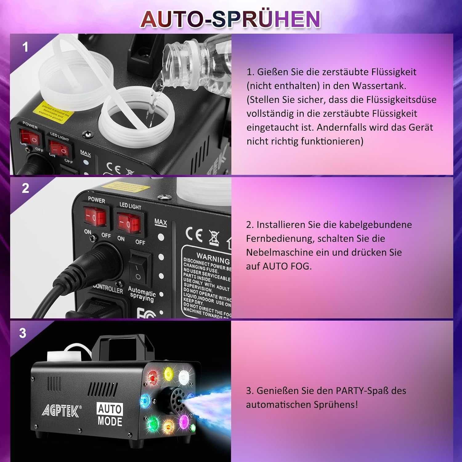Mocna Maszyna Wytwornica Dymu Dymiarka 500w Rgb WESELE IMPREZA DJ