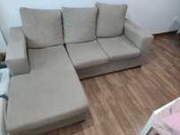 Sofá Bege com chaise longue reversível