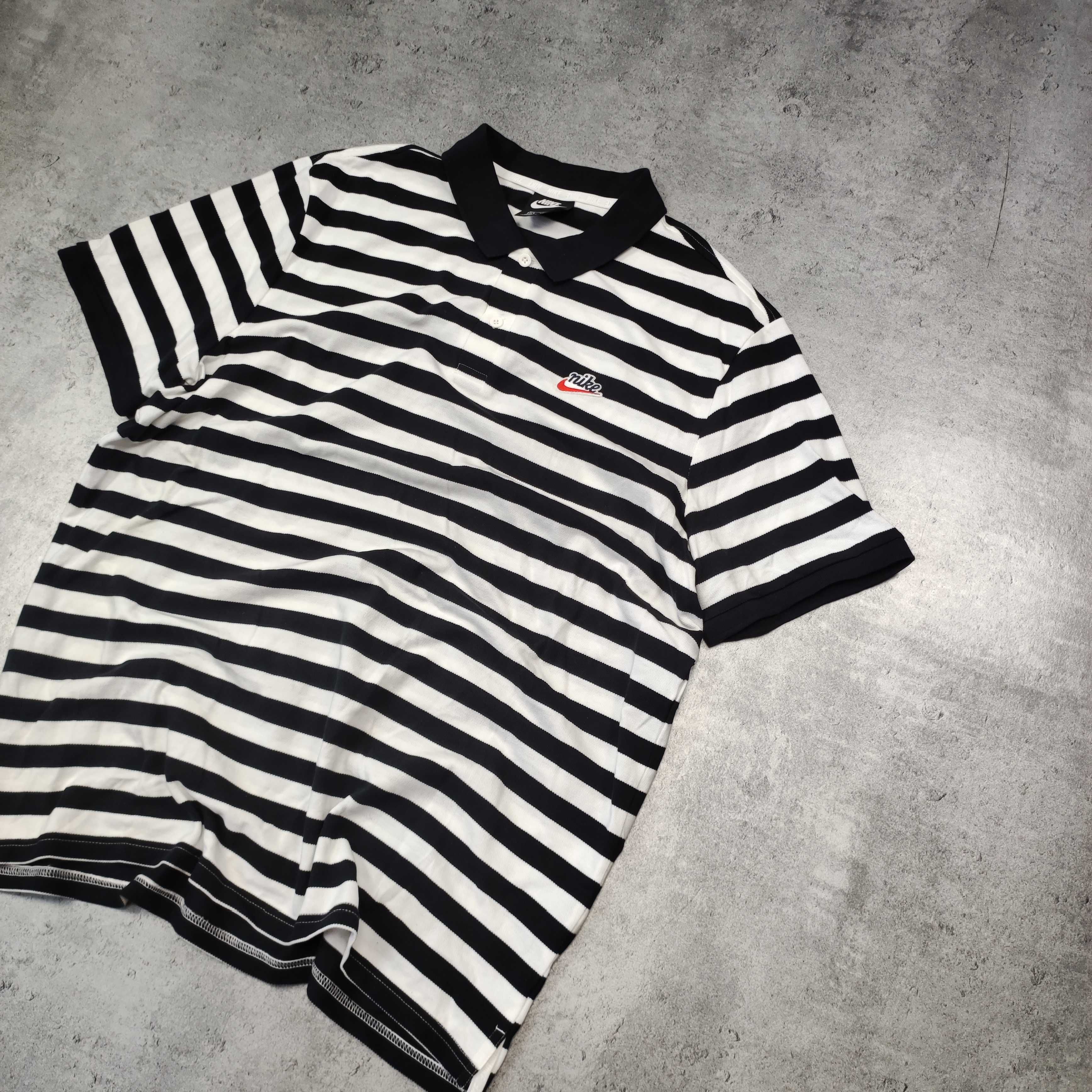 MĘSKA Koszulka Polo PREMIUM Bawełna Małe Logo Haft Nike Paski Sport