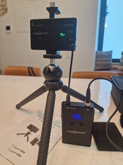 Microfone sem fios lapela para produções de vídeo