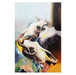 Obraz 150x100cm olej na płótnie czaszka czaszki martwa natura