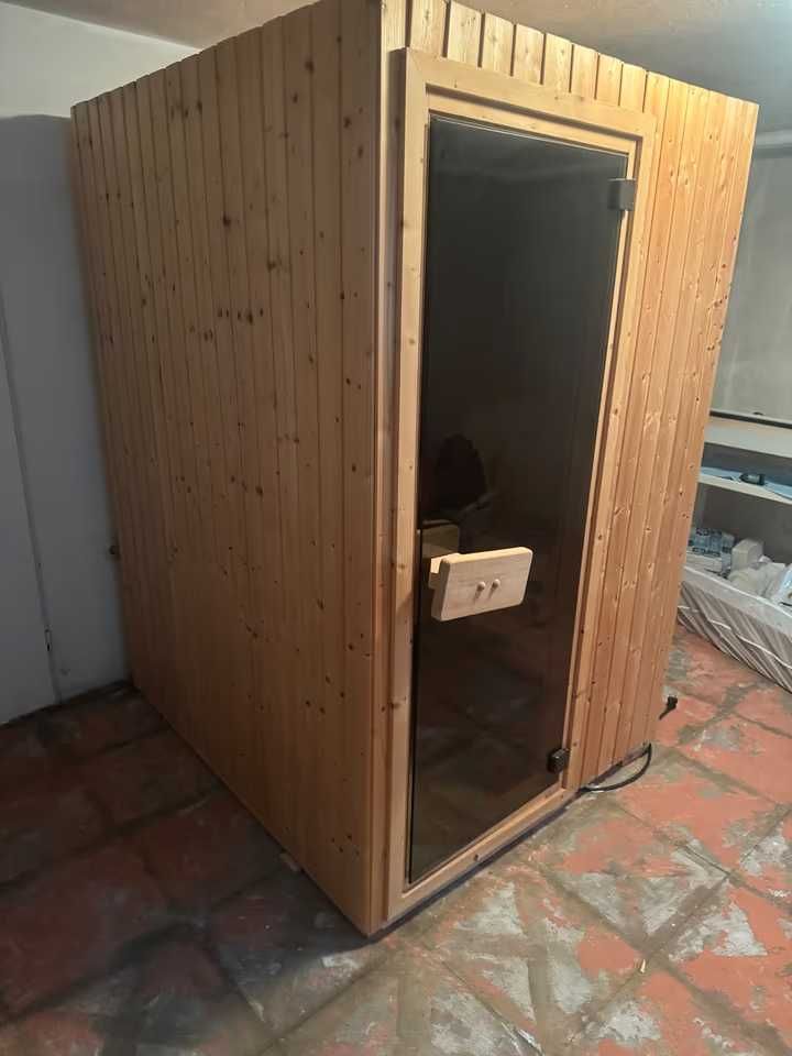 Sauna fińska sucha MAŁA piec 220V 230V ławki termometr wiadro KOMPLET