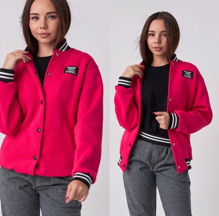 Теплий бомбер для дівчинки підлітка, оверсайз