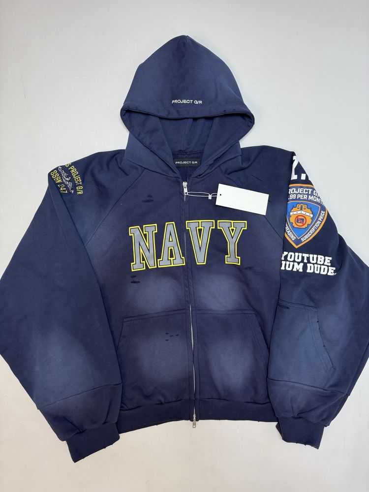 Зіп худі Grailz Project G/R Navy M L ERD Oversized Rick Zip up hoodie