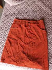 Pomarańczowa koralowa spódnica dłuższa ołówkowa zamszowa spódnica vint