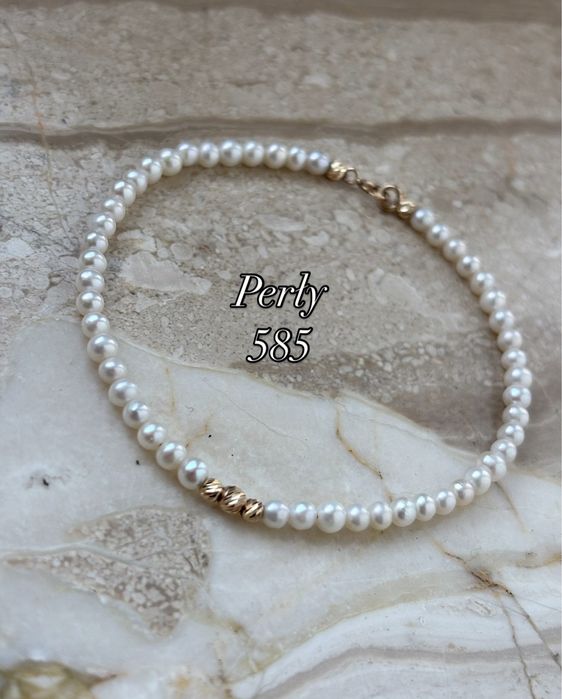 Bransoletka z perel naturalnch, zloto 585