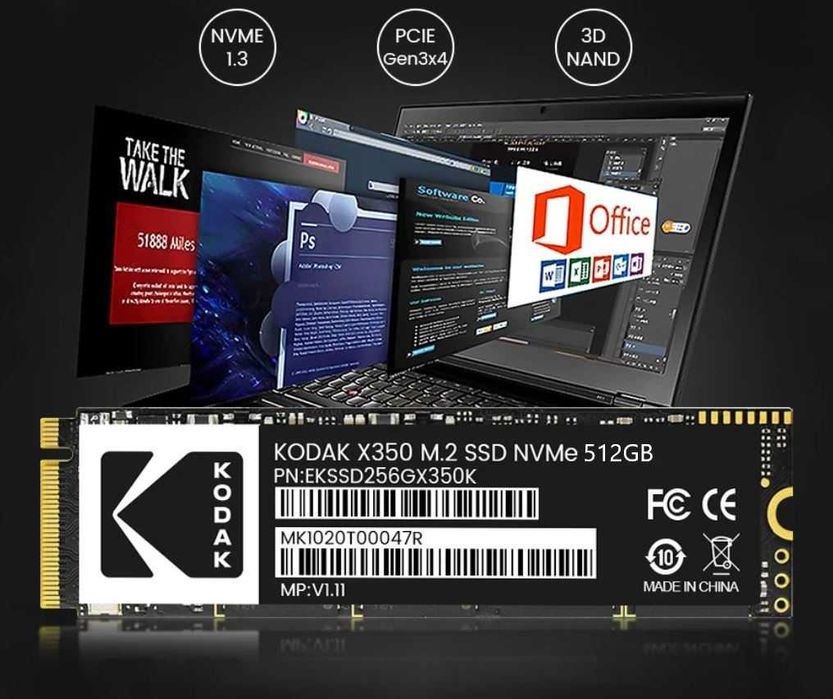 Dysk wewnętrzny SSD KODAK 512GB M.2 NVMe 2280 PCIe 3x4 SZYBKI NOWY