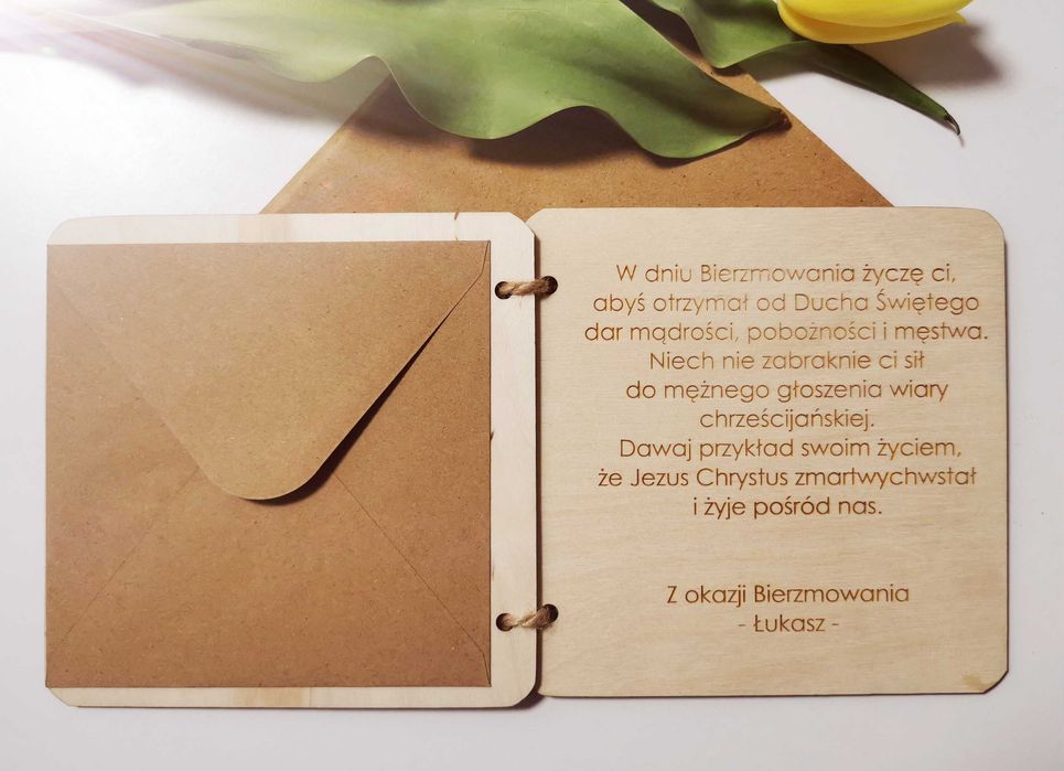 Drewniana Kartka Bierzmowanie