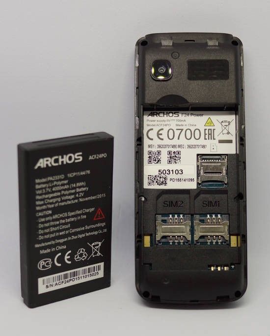 Telefon Archos f24 PowerBank Dual Sim Latarka Bateria 4000mA