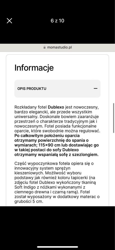 MOMA studio fotel rozkładany Dublexo Soft