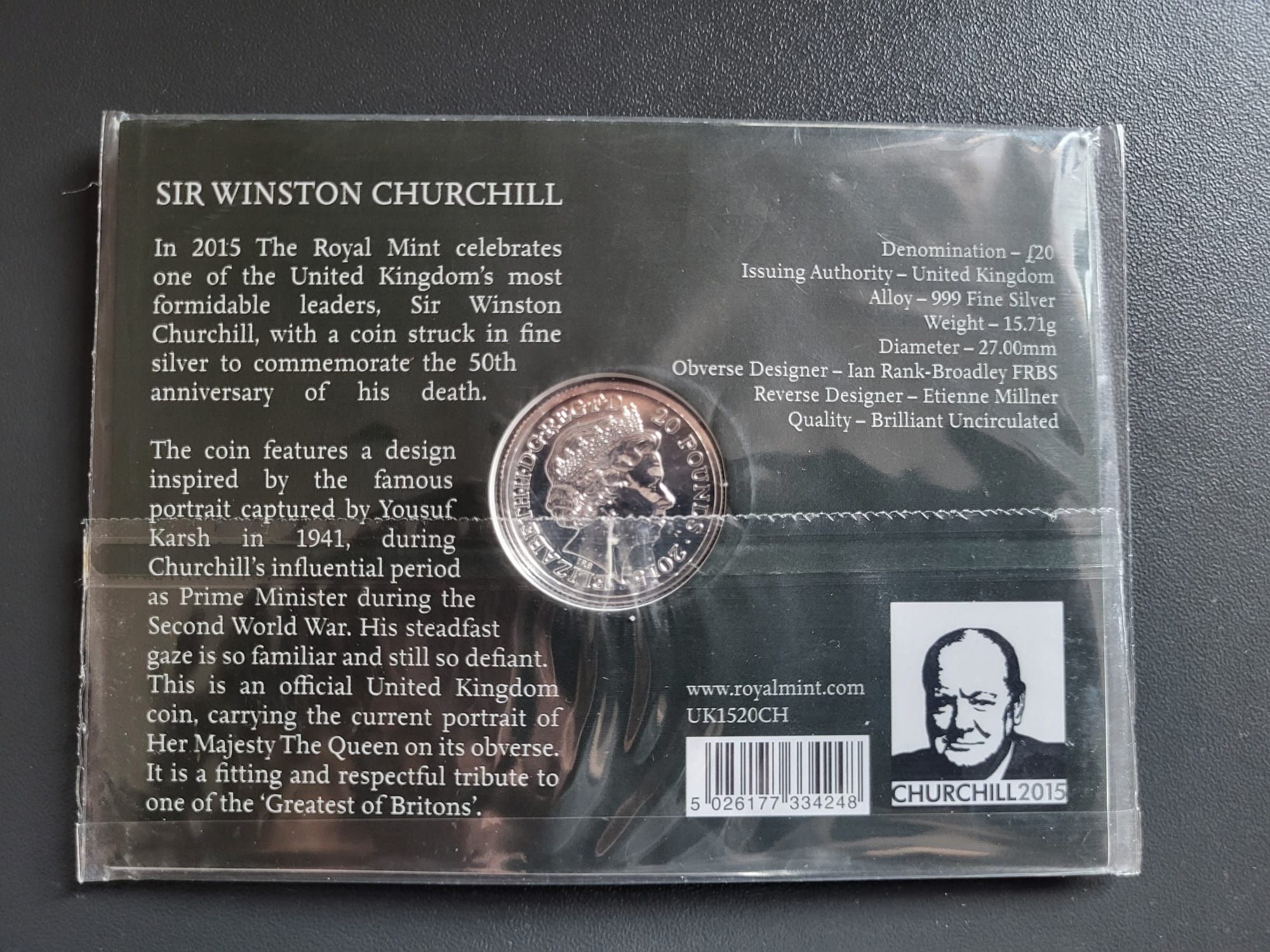 Srebrna moneta Sir Winston Churchill