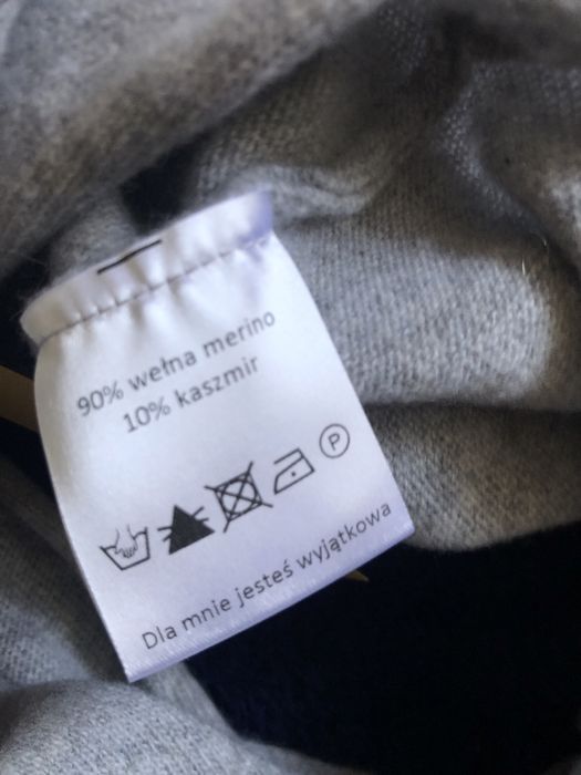 Czapka i komin kaszmir merynos szara