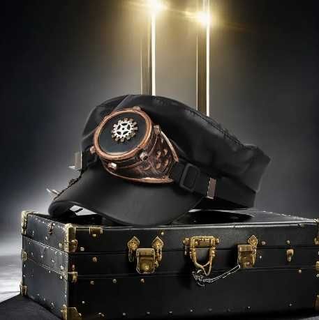 Czapka Steampunk z okularem ćwiekami Nowa Halloween