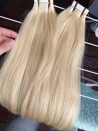 Włosy tape on Słowiańskie 50 cm jasny blond 20kanapek