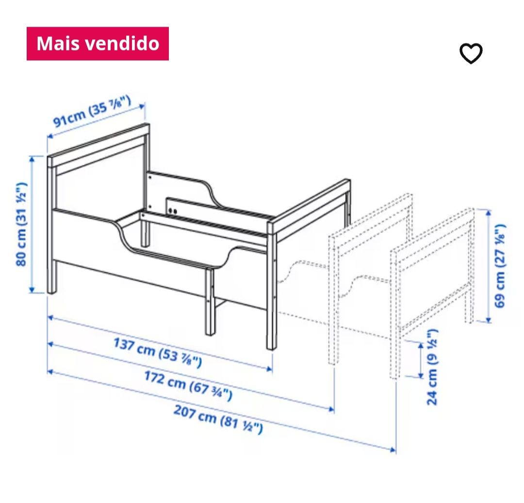 SUNDVIK cama de criança e colchão IKEA