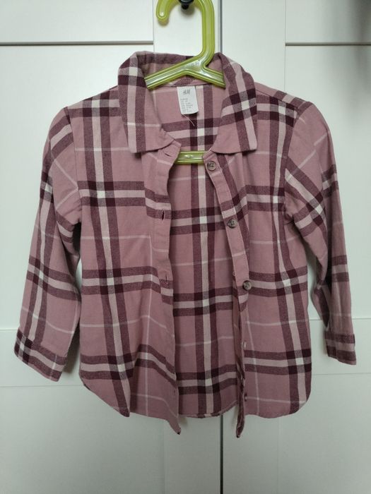 Różowa koszula w kratę H&M 98