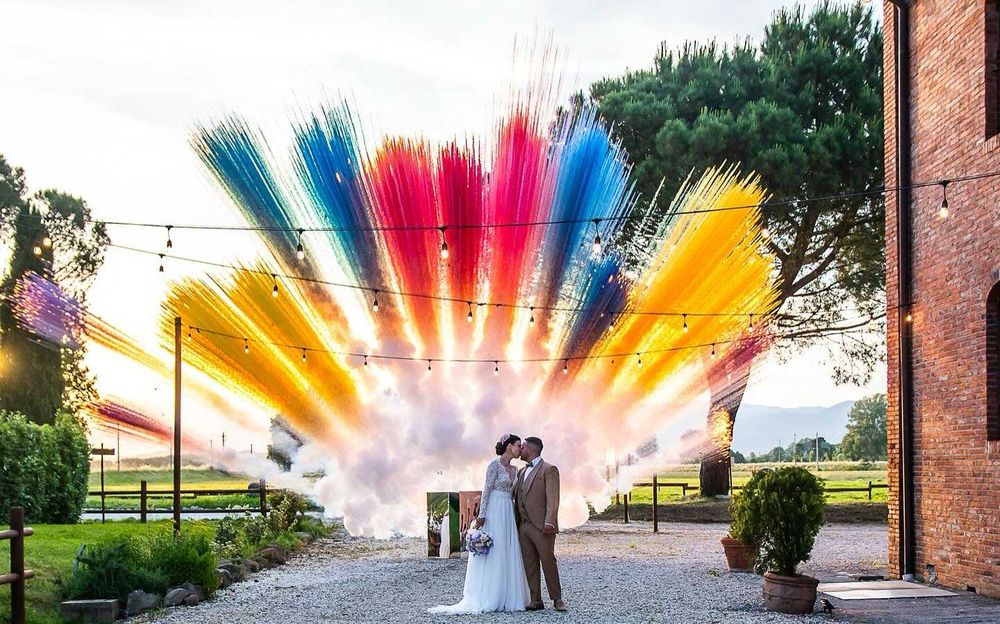 Kolorowe Miny Dymne Wystrzały Wesele Ślub Fontanny Iskier Baby Shower