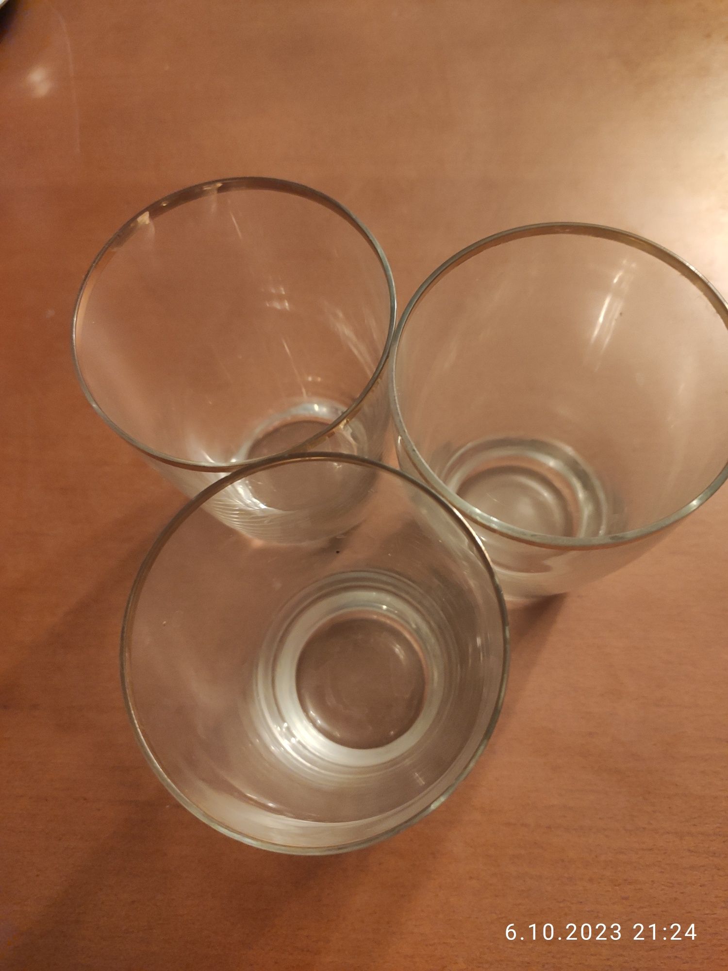 Zestaw 3 szklanki z pozłacaniem