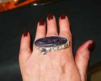 Nowy poprzeczny pierścionek srebro czaroit