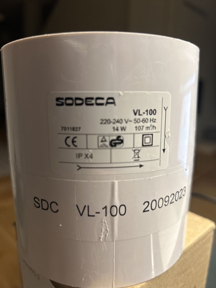 Ventilador de conduta sodeca para tubo 100mm
