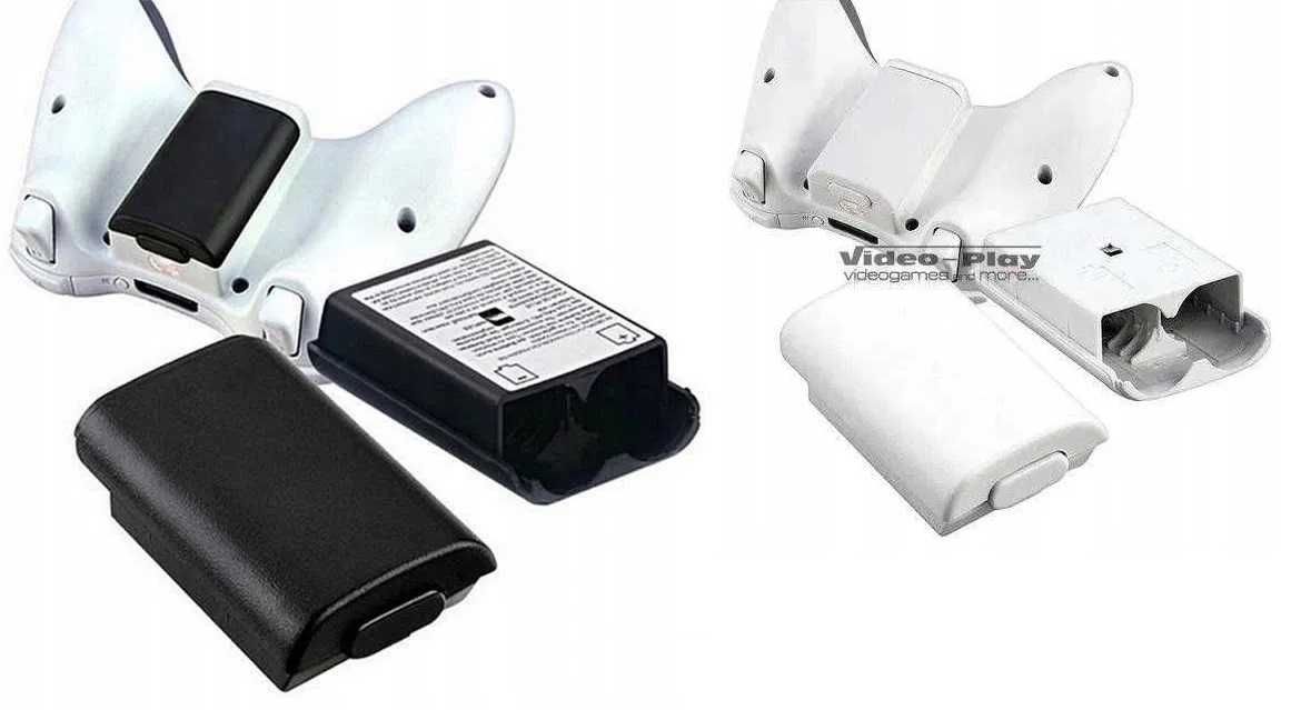 2x Pokrywa klapka koszyk baterii pada Xbox 360 * Biała + Czarna
