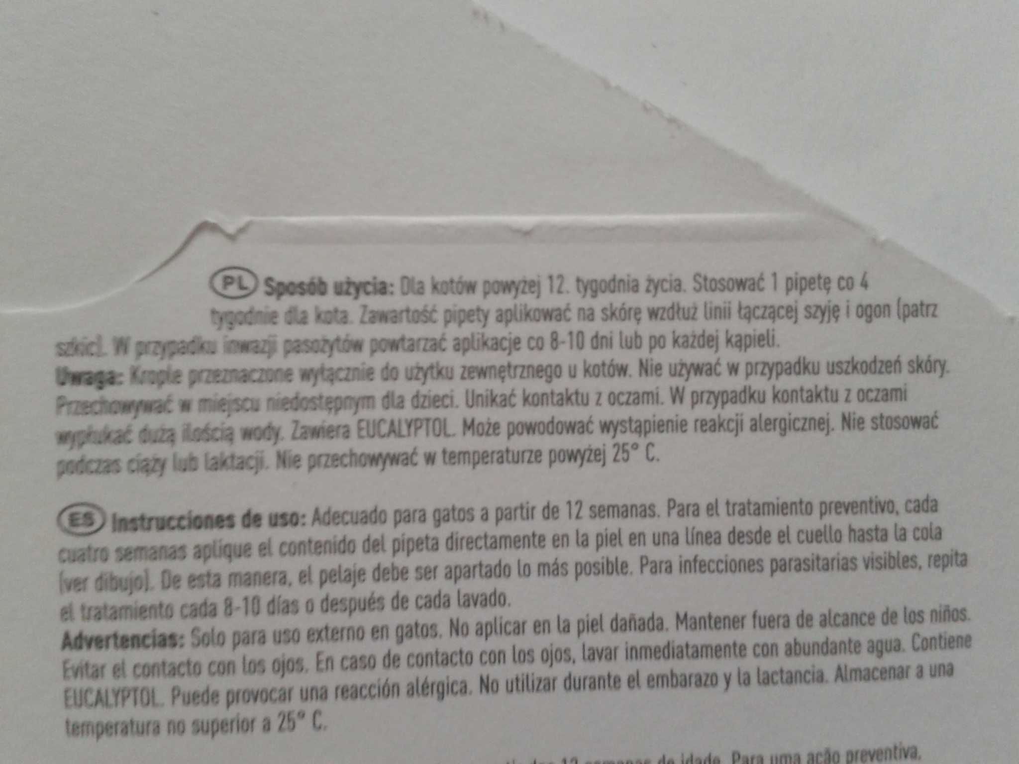 Dimethicon Krople na kleszcze i pchły dla kotów 6 dawek na 6 miesięcy