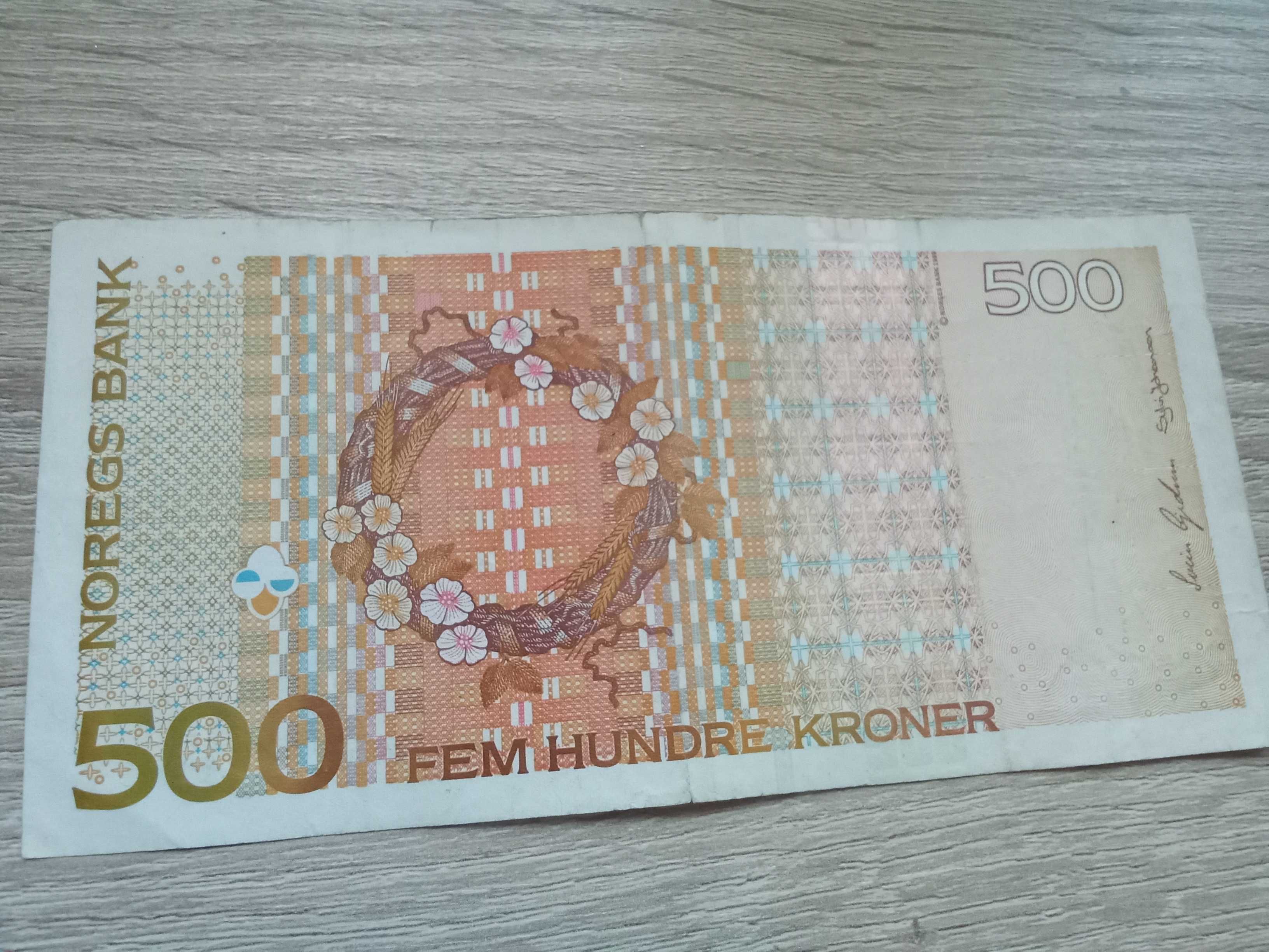 Banknot 500 Kronor Norwegia rzadki .