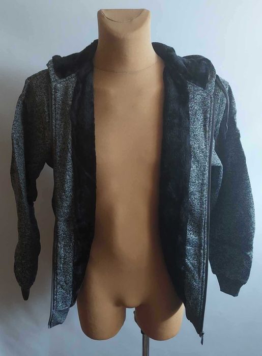 Gruba BLUZA MĘSKA Ocieplana Futerkiem melanż j BLUE JEANS PL0724 3XL
