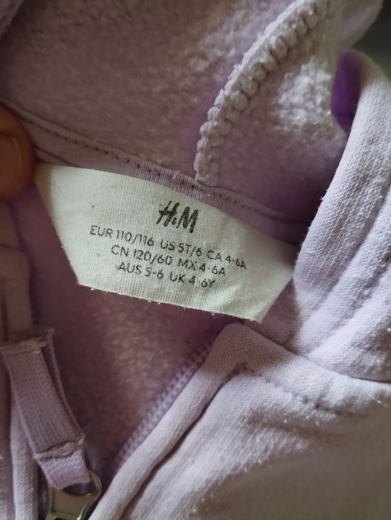 Liliowa bluza zapinana h&m 110/116