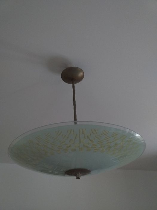 Szklana lampa wisząca parasol PRL lata 60