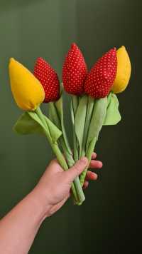 Handmade tulipany z materiału bukiet pomysł na prezent