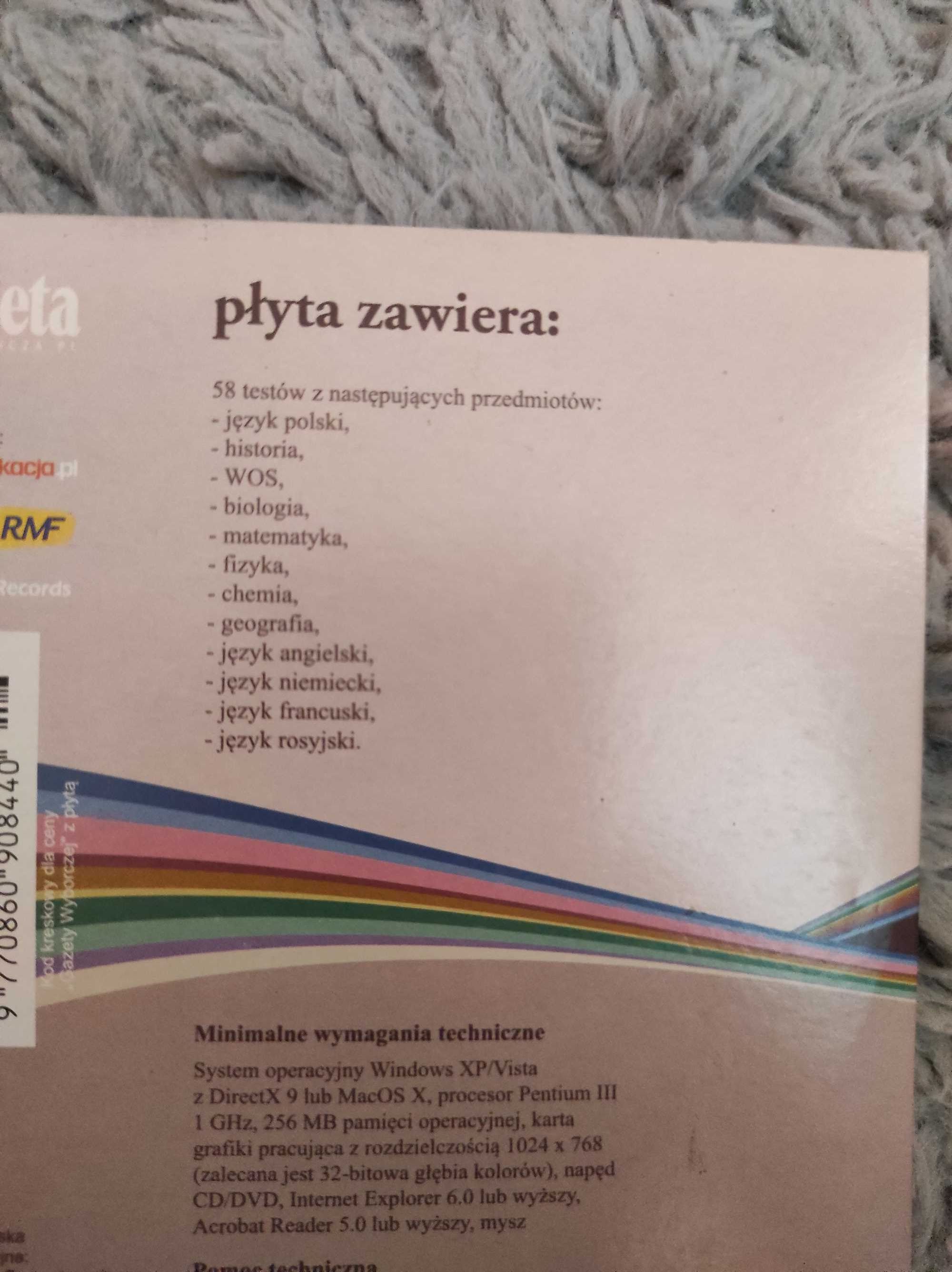 Płyta CD matura różne przedmioty testy