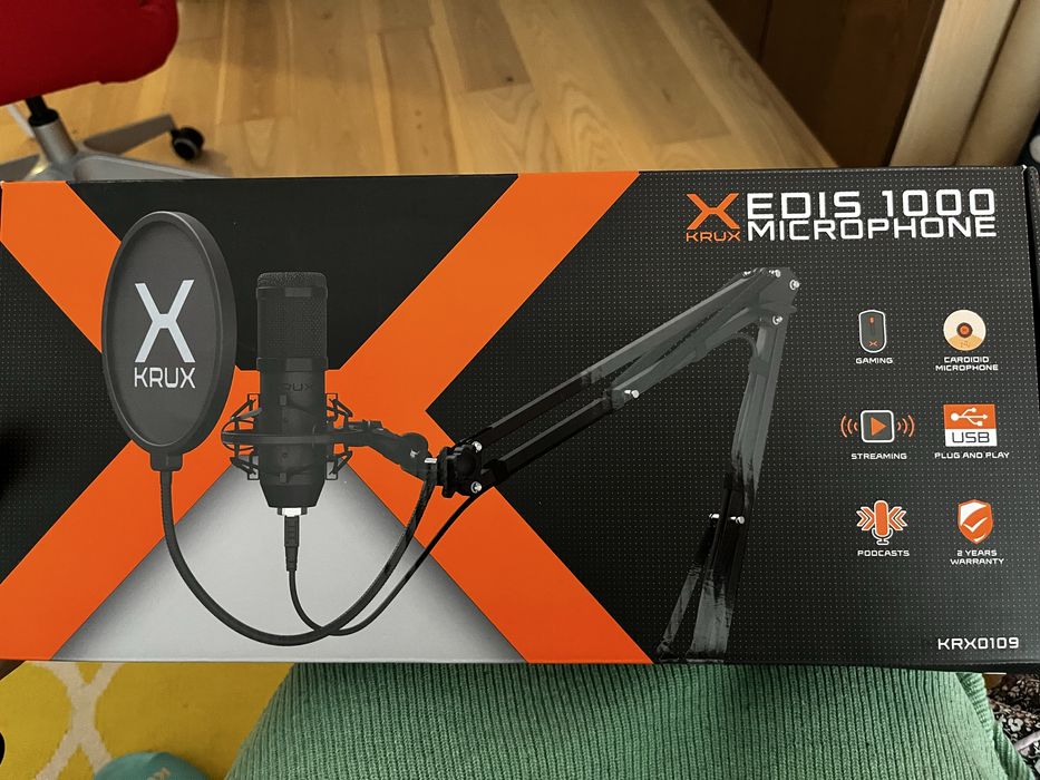 Mirkofon studyjny, gaming, streaming, podcast krux edis 1000