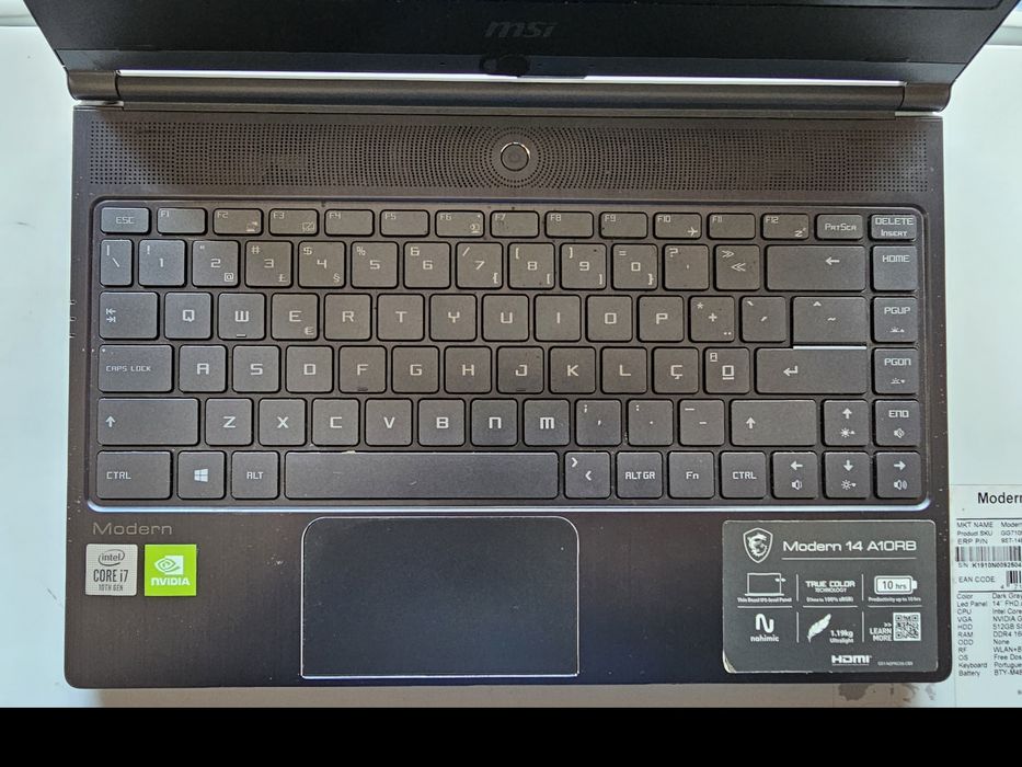 Portátil MSI Modern 14 A10RB - i7, 16GB, 512GB SSD, MX250


---

Portá