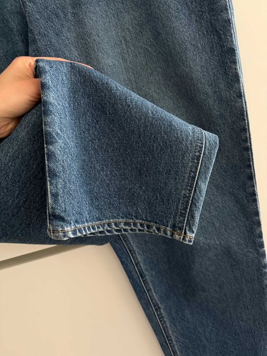 Jeansy straight leg high waist H&M 44 denim