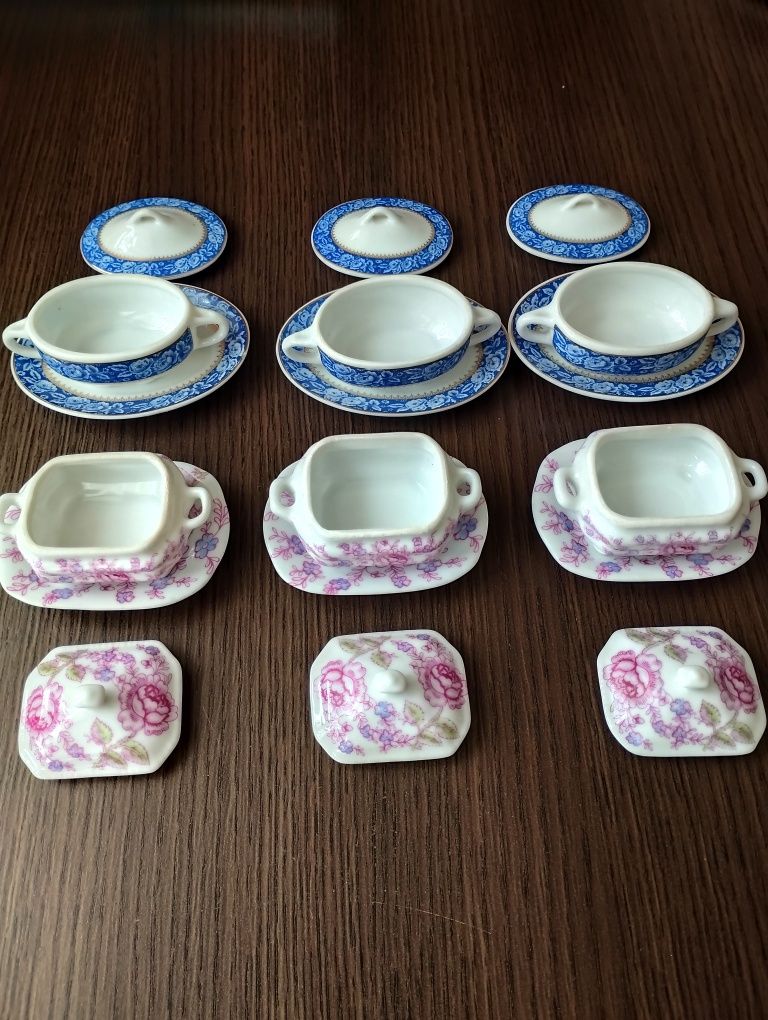 Piękny zestaw porcelany! 6 sztuk mini waz do zupy!