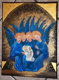 Obraz akrylowy śpiewające anioły 30×40 na płótnie