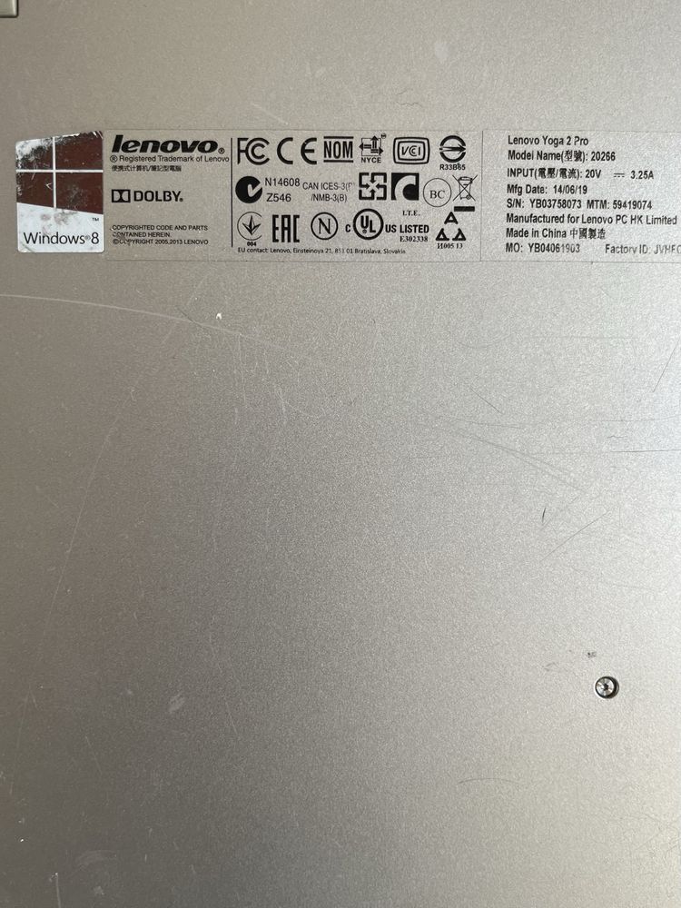 Laptop Lenovo Yoga 2 Pro