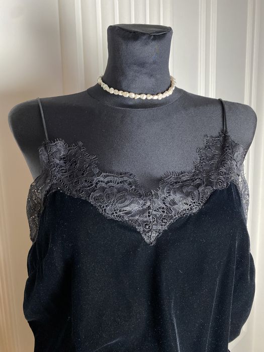 Kombinezon damski krótki czarny 36 S H&M aksamit koronka na okazje